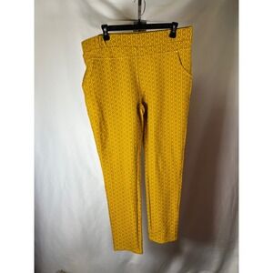 R. Sofia Mustard Yellow Geometric Medallion Print Pull On Tapered Pants XL